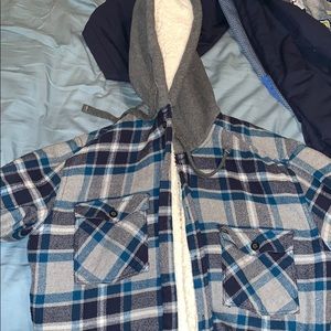Quiksilver hooded fleece flannel